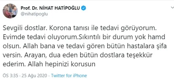 Prof. Dr. Nihat Hatipoğlu koronavirüse mi yakalandı? Nihat Hatipoğlu son durumunu açıkladı - 2