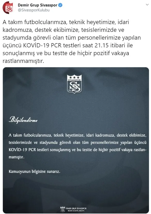 Sivasspor'da 3. kez koronavirüs testi yapıldı - 1
