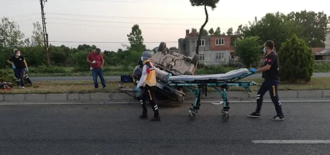 Samsun’da feci kaza! Otomobil takla attı 4 kişi yaralandı