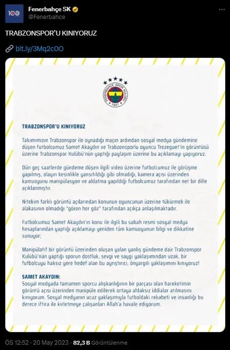 Fenerbahçeli Samet Akaydın Trabzonsporlu Trezeguet’ye tükürdü mü? Peş peşe açıklamalar