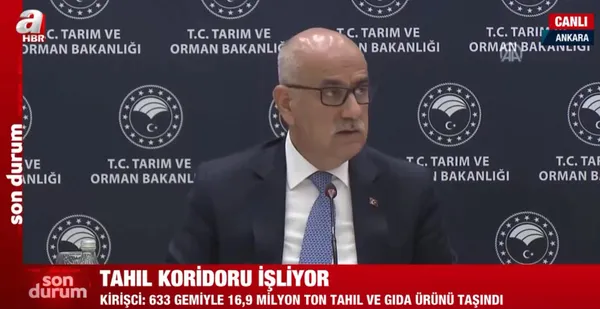 Son dakika: Tarım ve Orman Bakanı Vahit Kirişci’den tahıl koridoru açıklaması! Ne kadar tahıl ve gıda ürünü taşındı?