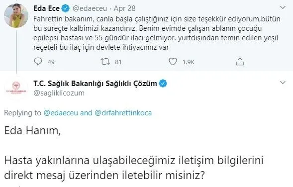 Sağlık Bakanlığından Eda Ece’nin yardım talebine jet yanıt - 1
