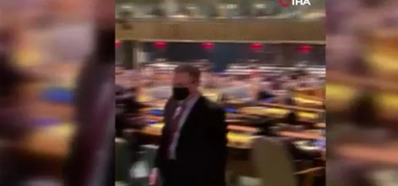 İsrail'in BM'den "kaçış" anı! Gilad Erdan salonu terk etti...