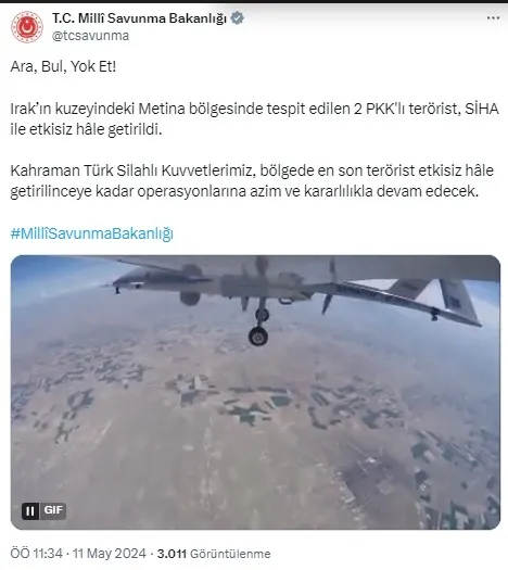 Kuzey Irak’ta PKK’ya darbe! 2 terörist SİHA ile etkisiz hale getirildi