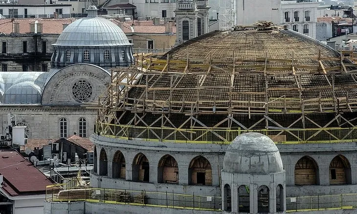 Taksim Camii inşaatında son durum havadan görüntülendi
