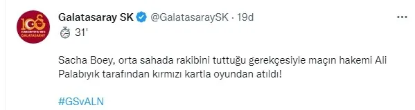 Galatasaray - Alanyaspor maçında kırmızı kart şoku! Sacha Boey oyun dışı