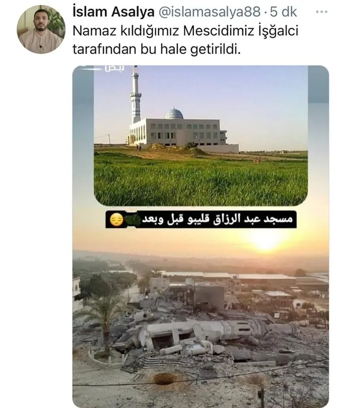 Son dakika: İşgalci İsrail camileri de hedef aldı! Enkazda ezan sesleri yükseldi