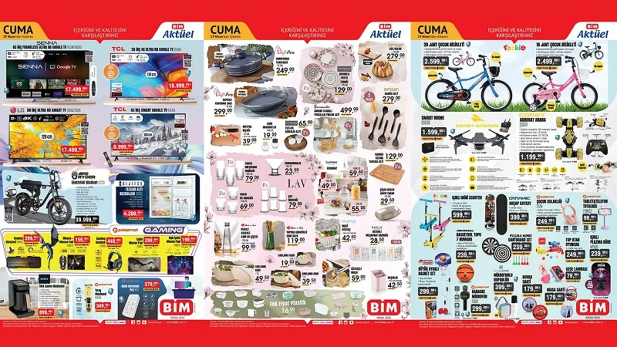 23 Nisan BİM aktüel kataloğu: BİM’e Elektrikli Bisiklet, Mini Buz Dolabı, Drone, Terlik Çeşitleri ucuza geliyor
