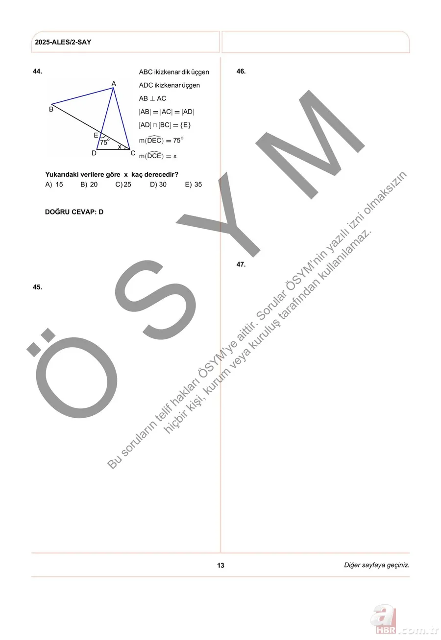 ALES/2 2025 A-B-C-D soru cevap kitapçığı EKRANI | ALES kitapçığı yayınlandı mı? Sonuçları kaç yıl geçerli? 7