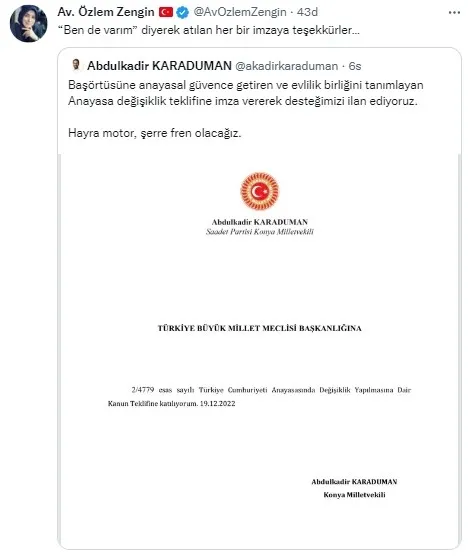 iyi-partiden-sonra-basortusu-konusundaki-anayasa-teklifine-saadet-partisinden-destek-ak-partiden-tesekkur-geld-1671468601386.jpg İYİ Parti'den sonra başörtüsü konusundaki Anayasa teklifine Saadet Partisi'nden destek! AK Parti'den teşekkür geldi - 7