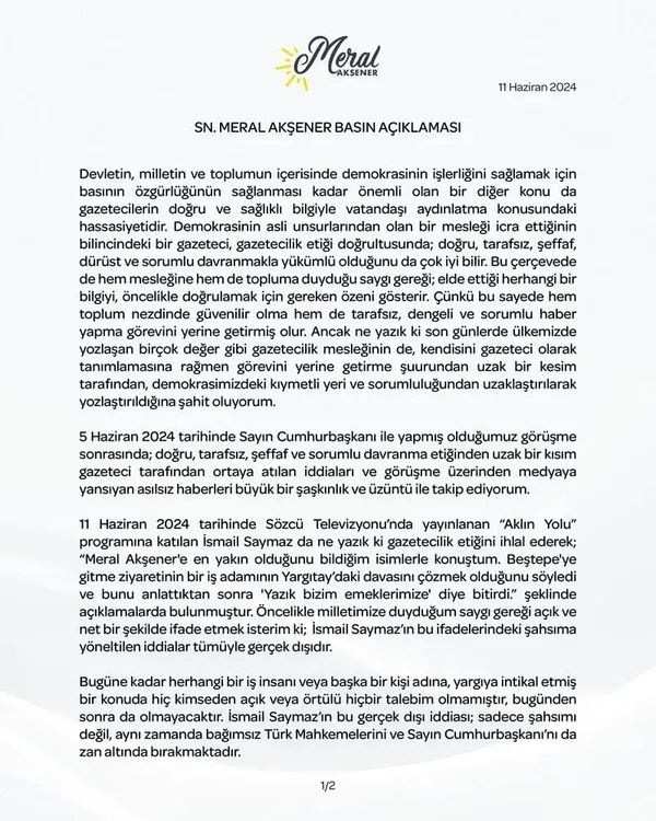 Eski İyi Parti lideri Meral Akşener’dan o iddialara yanıt: Hukuki yollara başvuracağım!