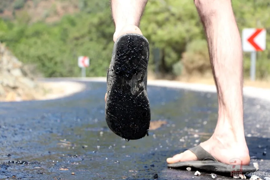 Fethiye'de asfalt eriten sıcaklar hayatı durdurdu 10