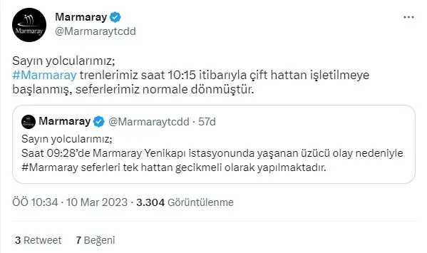 Marmaray Yenikapı İstasyonu son dakika | 10 Mart 2023 Marmaray’da ne oldu? Seferler durduruldu mu, tekrar açıldı mı?