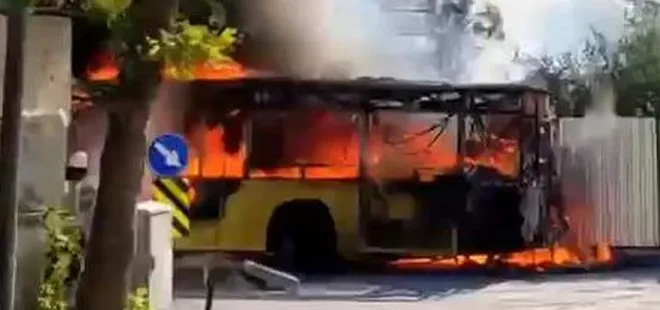 Büyükçekmece’de İETT otobüsü alev alev yandı