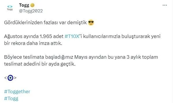 1693591570337.jpg Togg'dan teslimat rekoru! 3 aylık rakam bir ayda aşıldı - 2