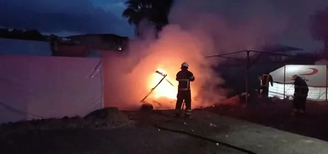 Hatay’daki çadır kentte yangın! Çok sayıda ekip sevk edildi