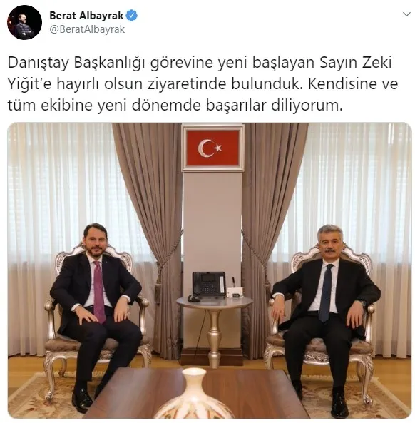 Hazine ve Maliye Bakanı Berat Albayrak'tan Danıştay Başkanı Zeki Yiğit'e ziyaret - 1