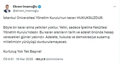 usulsuzluk-sorusturmasinda-gelisme-imamoglunun-diplomasi-iptal-edildi-1742313551350.jpg İmamoğlu'nun X açıklaması