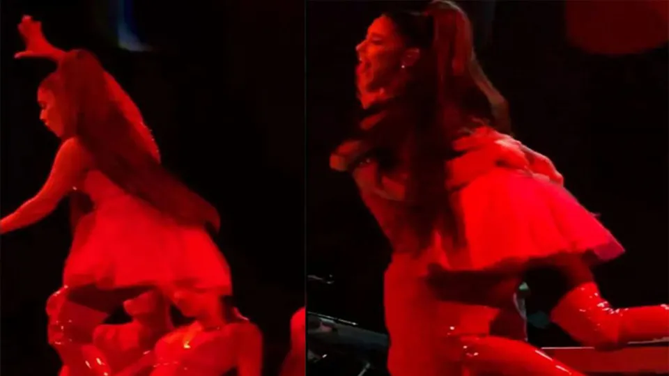 Ariana Grande sahnede yere yığıldı!