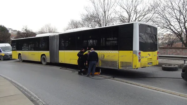 Kağıthane'de seyir halindeki İETT otobüsünün tekerleği fırladı - 1