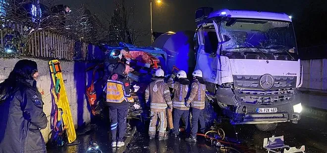 Sarıyer'de feci kaza! Beton mikseri ile kamyon çarpıştı