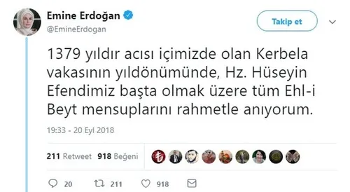 Emine Erdoğan’dan 10 Muharrem paylaşımı