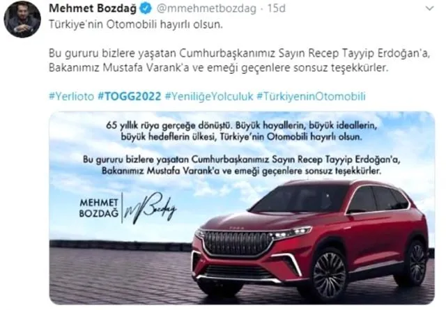 Türkiye’nin otomobiline ünlü isimlerden destek paylaşımı: Gururlanmamak elde değil!