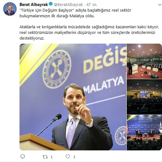 Bakan Berat Albayrak paylaştı: Türkiye için Değişim Başlıyor adıyla başlattığımız...