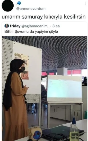 Başörtülü kıza "samuray kılıçlı" alçak tehdit! Sosyal medyaya damga vurdu - 1