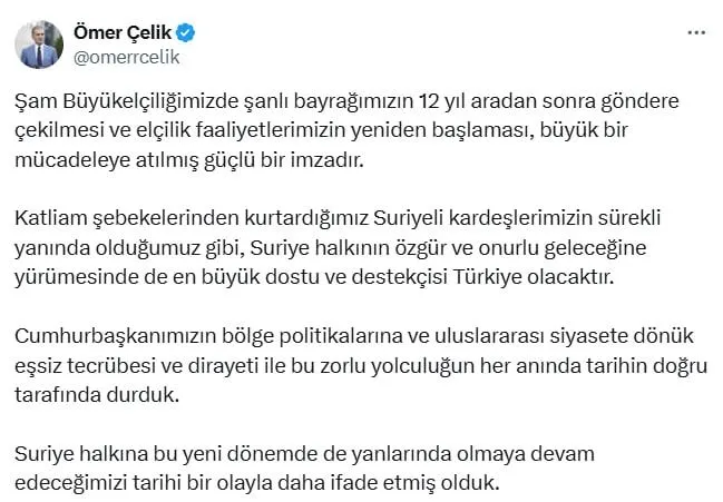 Şam’da 12 yıl sonra tarihi an! Türk bayrağı yeniden dalgalanıyor
