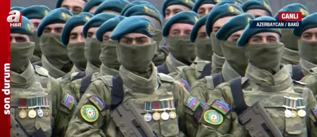 Başkan Erdoğan Azerbaycan’daki tarihi törende mevkidaşı Aliyev ile askerleri böyle selamladı