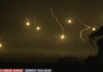 A Haber yayınında Gazze'de sıcak dakikalar! Katiller bölgeye aydınlatma fişekleri attı