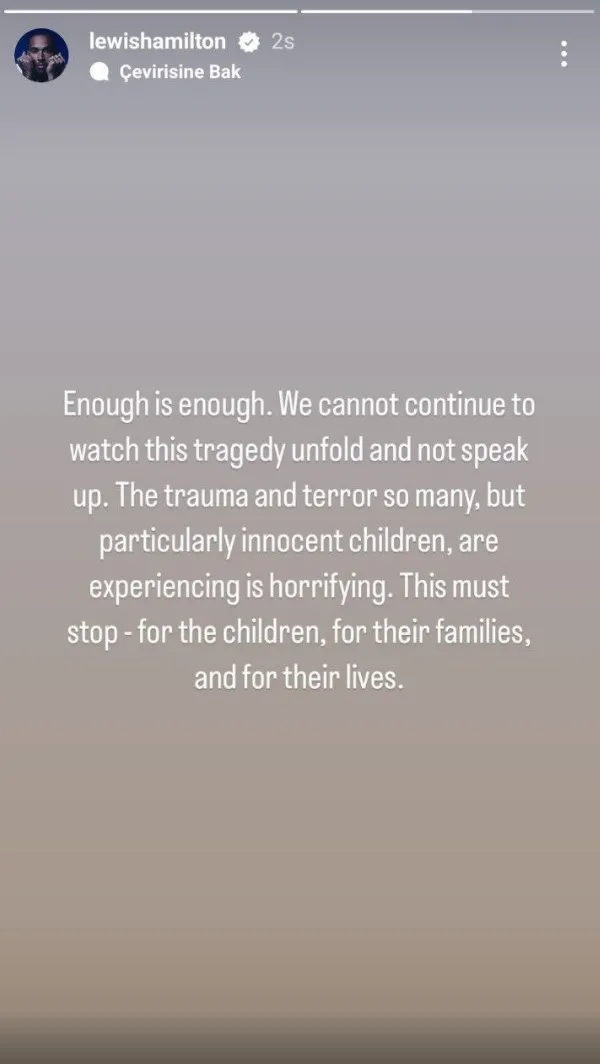 Dünyaca ünlü F1 pilotundan işgalcilerin Gazze katliamına sert tepki: Yeter artık