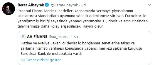 Hazine ve Maliye Bakanlığı takas ve saklama hizmeti için Euroclear Bank ile anlaştı