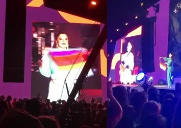 Gülşen'in ardından Reyhan Karaca da sahnede LGBT bayrağı açtı!
