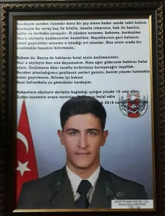 Afrin şehidi Ömer Bilal Akpınar'ın vasiyeti yerine getirildi - 3