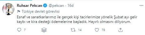 Son dakika: Ticaret Bakanı Ruhsar Pekcan duyurdu: Gelir kaybı ve kira desteği ödemeleri başladı - 1