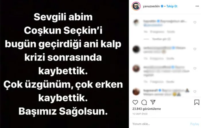 Ünlü oyuncu Yavuz Seçkin’in acı günü! Sosyal medyadan duyurdu! - 1