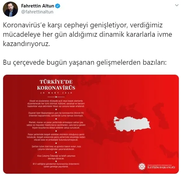 Son dakika: Cumhurbaşkanlığı: Koronavirüs’e karşı cepheyi genişletiyoruz - 1