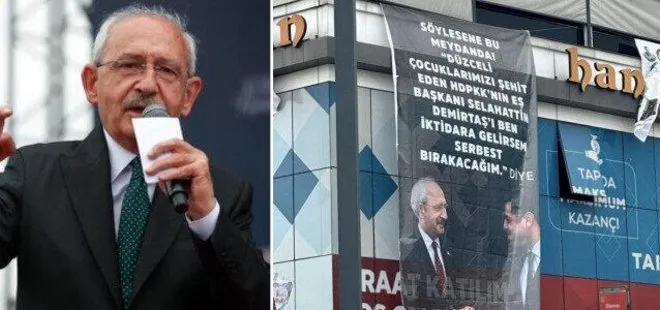 Kemal Kılıçdaroğlu’na Düzce’de pankart şoku! Vatandaşlar tam karşısında açtı: Çocuklarımızı şehit eden HDPKK’nın eş başkanı Selahattin Demirtaş’ı...