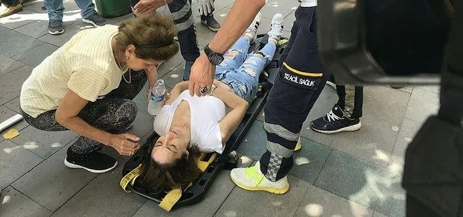 Şişli’de kaldırımda yürüyen kadının başına kartonpiyer düştü