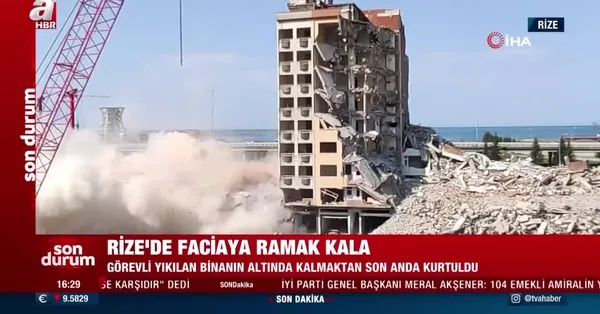 Rize'de dehşet anları kameraya yansıdı | Yıkılan binanın altında kalıyordu - 1