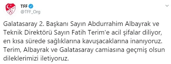 TFF'den Galatasaray'a "geçmiş olsun" mesajı - 1