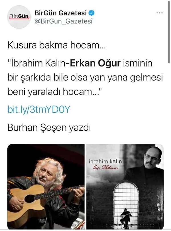Sol yobazlık yine hortladı! İbrahim Kalın’ın Hiç oldum eserini düzenleyen ünlü sanatçı Erkan Oğur linç edildi ve hata yaptığını söyledi