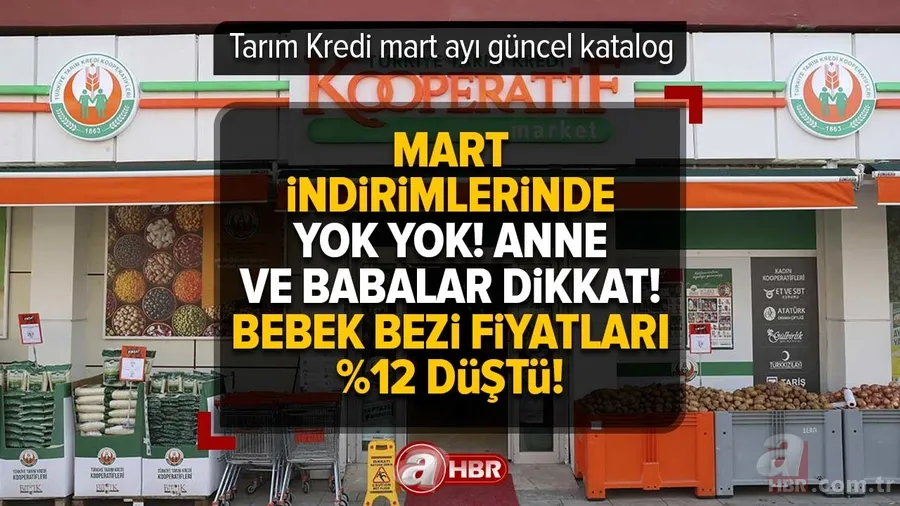 Tarım Kredi MARKET Mart İNDİRİMLERİNDE YOK YOK! Anne babalar dikkat! Bebek bezinde %12 düşüş! ÇAY 69.90, Hurma 16,90 TL! 1
