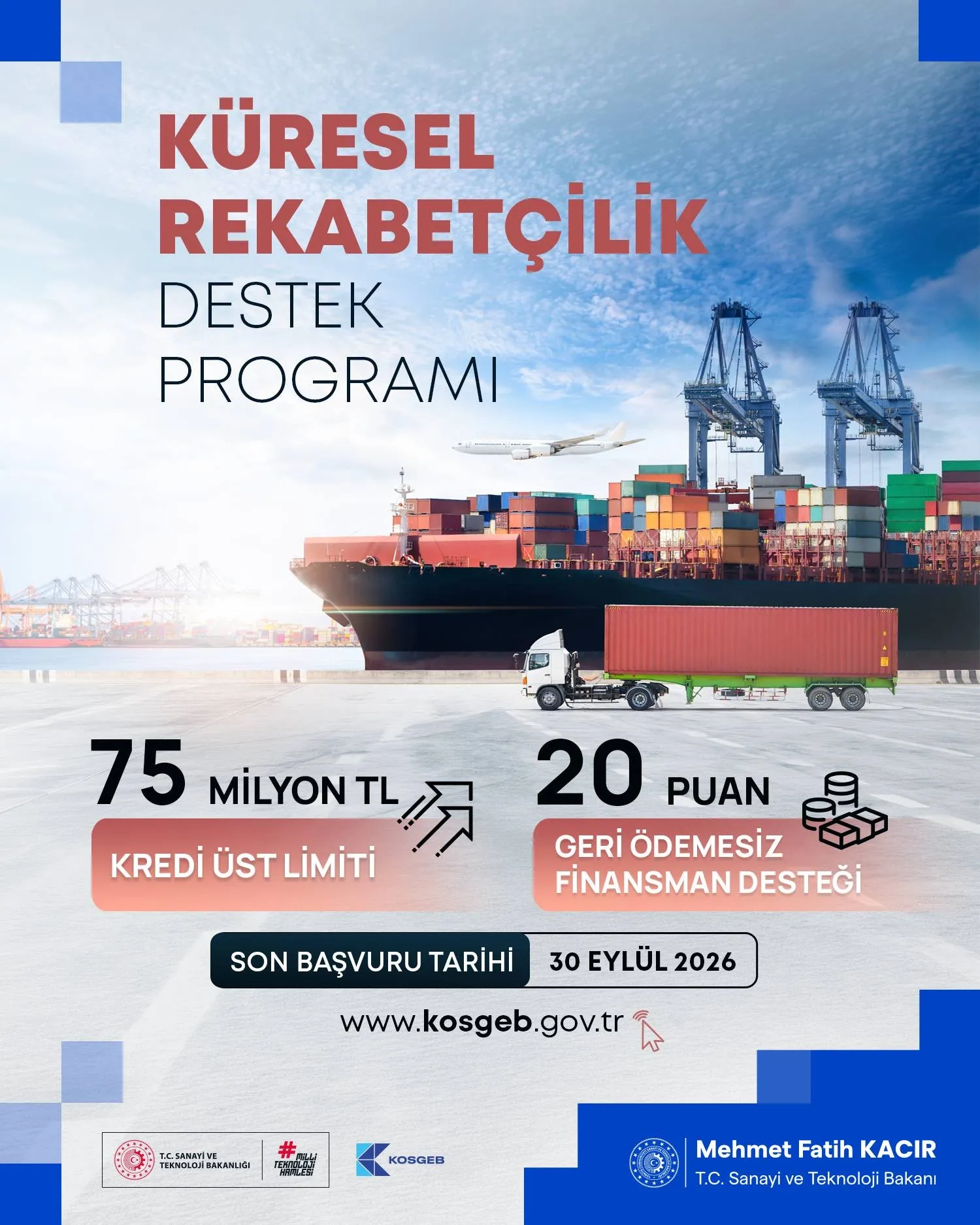 KOSGEB'in Küresel Rekabetçilik Destek Programı'nda yeni dönem başladı: Başvurular 30 Eylül'e kadar sürecek