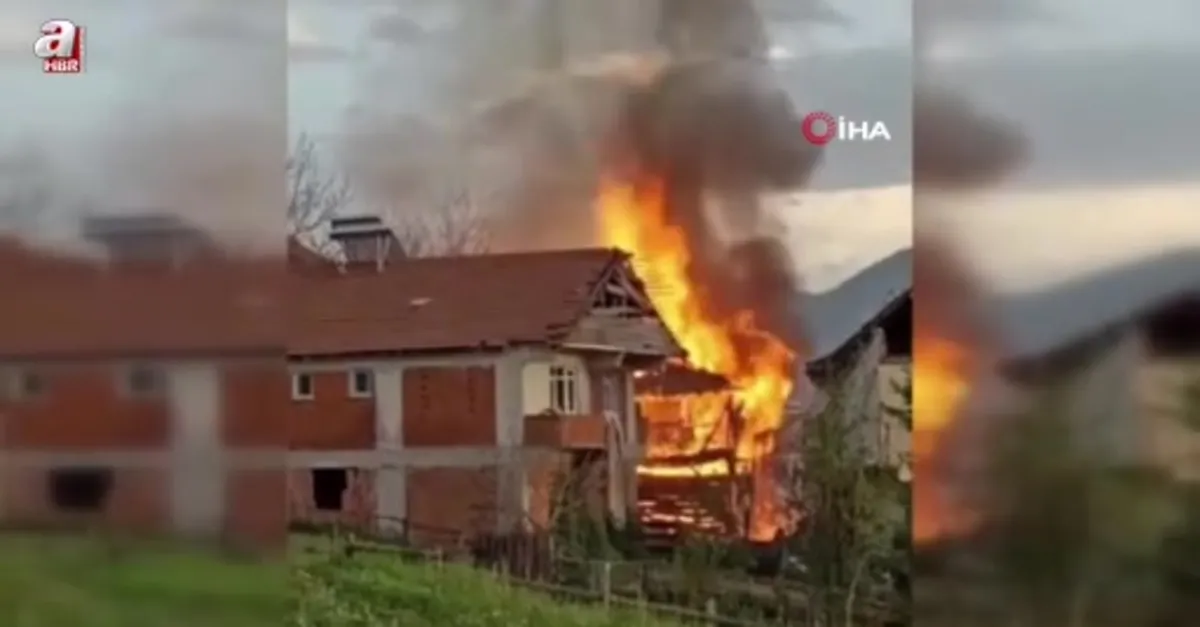 Ahşap ev ve traktör alevlere teslim oldu