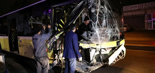 Ümraniye’de feci kaza! Direksiyon hakimiyetini kaybeden otomobil İETT otobüsüne çarptı
