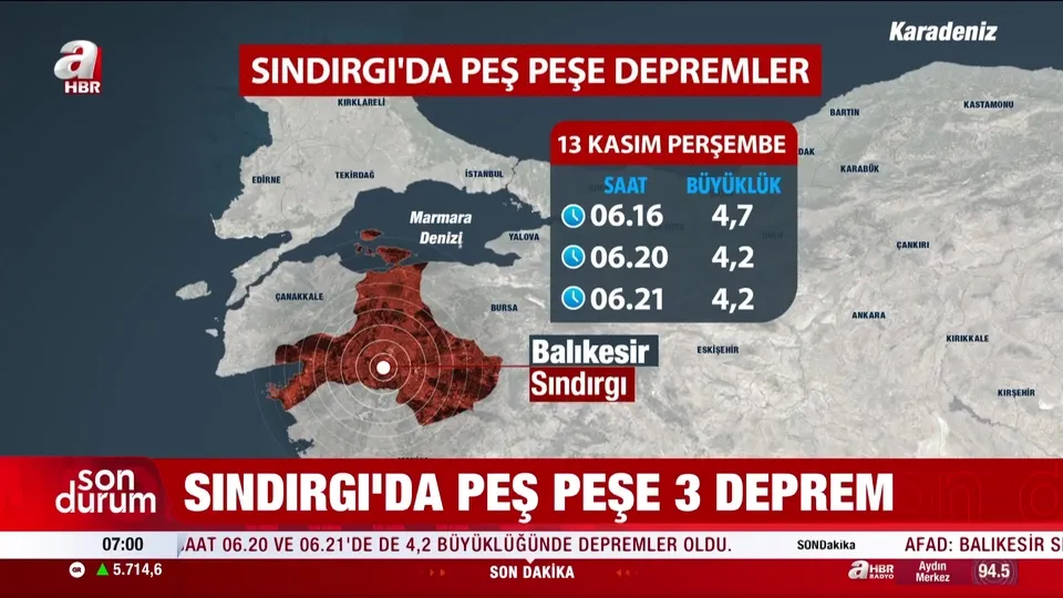 Sındırgı’da peş peşe 3 deprem!