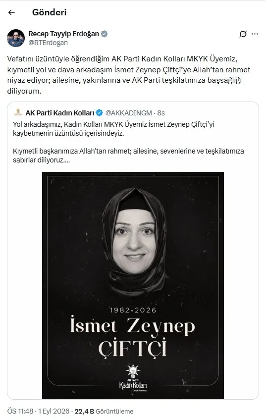 baskan-erdogandan-ismet-zeynep-ciftcinin-vefati-nedeniyle-taziye-mesaji-1788296114791.jpg Başkan Erdoğan'dan İsmet Zeynep Çiftçi'nin vefatı nedeniyle taziye mesajı - 1